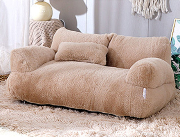 Luxury Plush Pet Sofa Bed – Soft Faux Fur Couch for Cats & Small Dogs | Washable, Non-Slip & Supportive Cushion