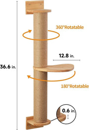Wall-Mounted Cat Tower — Rotatable Climbing & Scratching Post