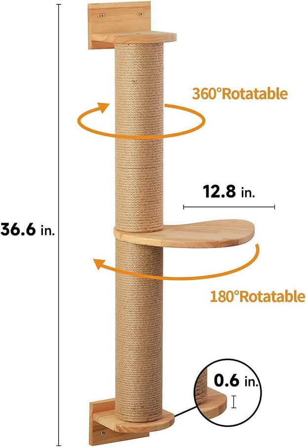 Wall-Mounted Cat Tower — Rotatable Climbing & Scratching Post