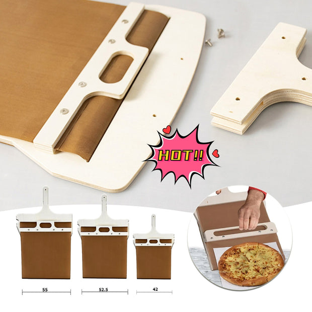 Sliding Pizza Peel Board – 3 Sizes Wooden Handle Pizza Transfer Shovel