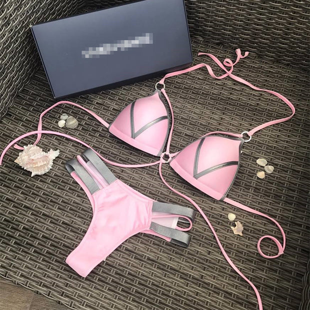 Women’s Strappy Bikini Set – Padded Swimwear for Beach & Pool