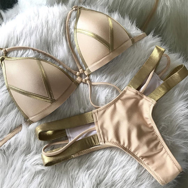 Women’s Strappy Bikini Set – Padded Swimwear for Beach & Pool