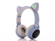 Wireless Cat Ear Bluetooth Headphones – LED Light Up Kids & Adult Headset with Mic, Foldable Design, Stereo Sound, and Rechargeable Battery