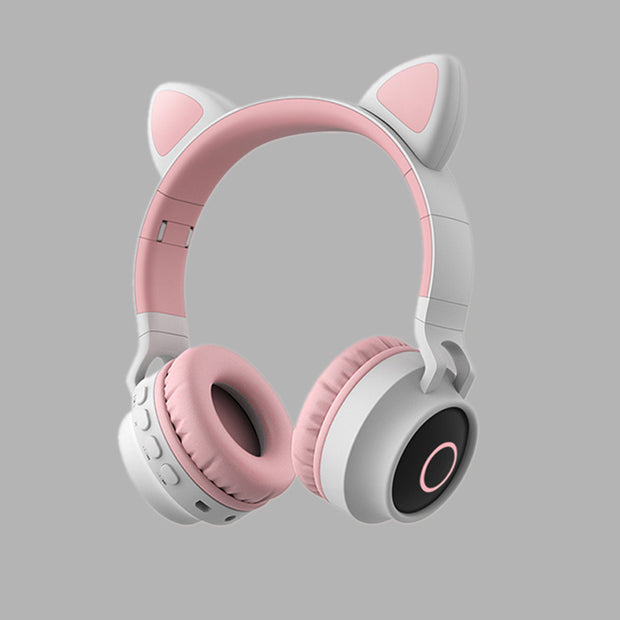 Wireless Cat Ear Bluetooth Headphones – LED Light Up Kids & Adult Headset with Mic, Foldable Design, Stereo Sound, and Rechargeable Battery