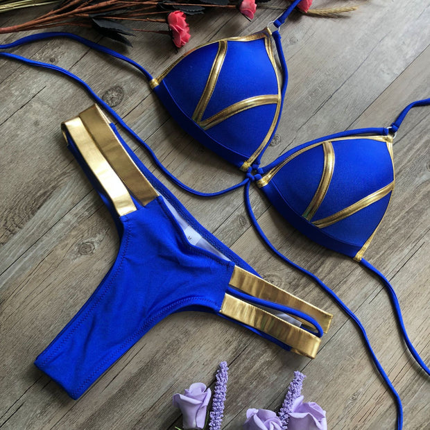 Women’s Strappy Bikini Set – Padded Swimwear for Beach & Pool