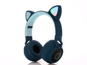 Wireless Cat Ear Bluetooth Headphones – LED Light Up Kids & Adult Headset with Mic, Foldable Design, Stereo Sound, and Rechargeable Battery