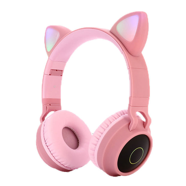 Wireless Cat Ear Bluetooth Headphones – LED Light Up Kids & Adult Headset with Mic, Foldable Design, Stereo Sound, and Rechargeable Battery