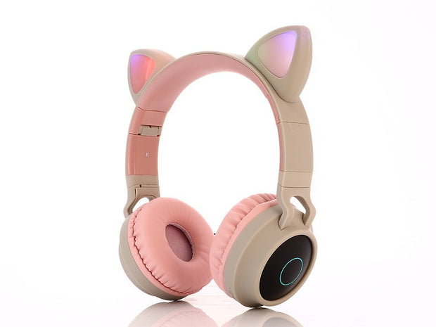 Wireless Cat Ear Bluetooth Headphones – LED Light Up Kids & Adult Headset with Mic, Foldable Design, Stereo Sound, and Rechargeable Battery
