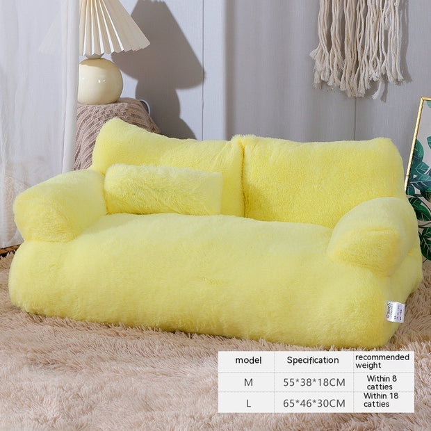Luxury Plush Pet Sofa Bed – Soft Faux Fur Couch for Cats & Small Dogs | Washable, Non-Slip & Supportive Cushion