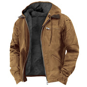 Men’s Hooded Winter Jacket – Warm Polyester Outerwear with Pockets (S–5XL, Multiple Colors)
