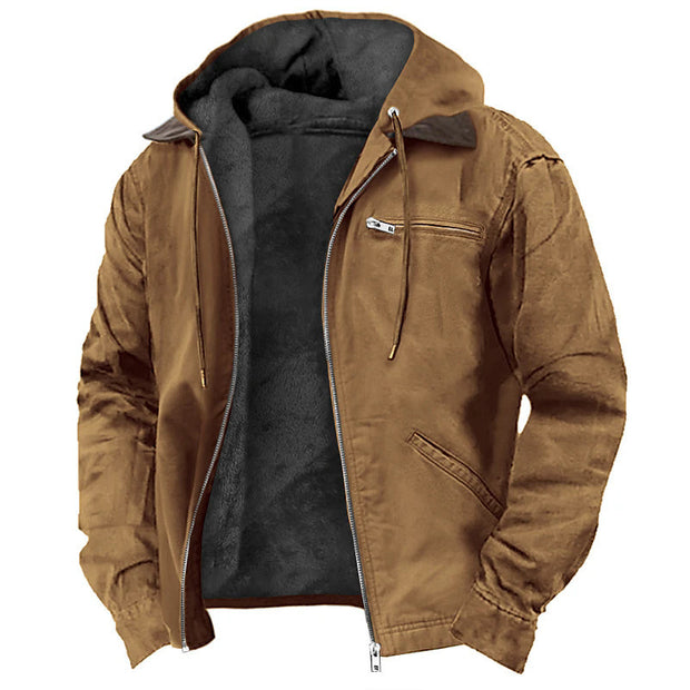 Men’s Hooded Winter Jacket – Warm Polyester Outerwear with Pockets (S–5XL, Multiple Colors)