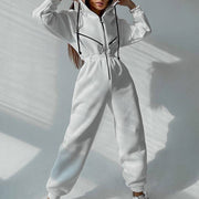 Women’s Zip-Up Jumpsuit – Long Sleeve Spandex Streetwear with Stand Collar (Multiple Colors)