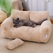 Luxury Plush Pet Sofa Bed – Soft Faux Fur Couch for Cats & Small Dogs | Washable, Non-Slip & Supportive Cushion