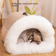 Fluffy Pet Cave Bed – Warm Plush Nest for Cats & Small Dogs