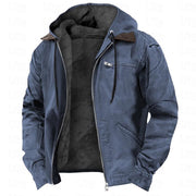 Men’s Hooded Winter Jacket – Warm Polyester Outerwear with Pockets (S–5XL, Multiple Colors)