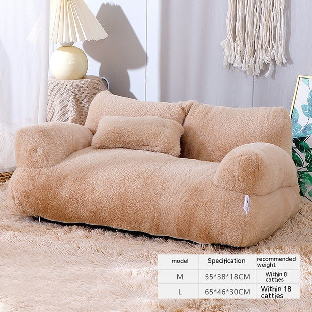 Luxury Plush Pet Sofa Bed – Soft Faux Fur Couch for Cats & Small Dogs | Washable, Non-Slip & Supportive Cushion