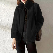 Plush Fleece Zip-Up Jacket – Soft Winter Coat for Women