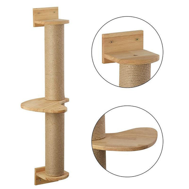 Wall-Mounted Cat Tower — Rotatable Climbing & Scratching Post