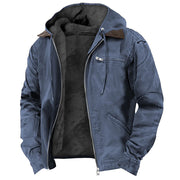 Men’s Hooded Winter Jacket – Warm Polyester Outerwear with Pockets (S–5XL, Multiple Colors)