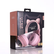 Wireless Cat Ear Bluetooth Headphones – LED Light Up Kids & Adult Headset with Mic, Foldable Design, Stereo Sound, and Rechargeable Battery