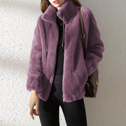 Plush Fleece Zip-Up Jacket – Soft Winter Coat for Women
