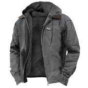 Men’s Hooded Winter Jacket – Warm Polyester Outerwear with Pockets (S–5XL, Multiple Colors)