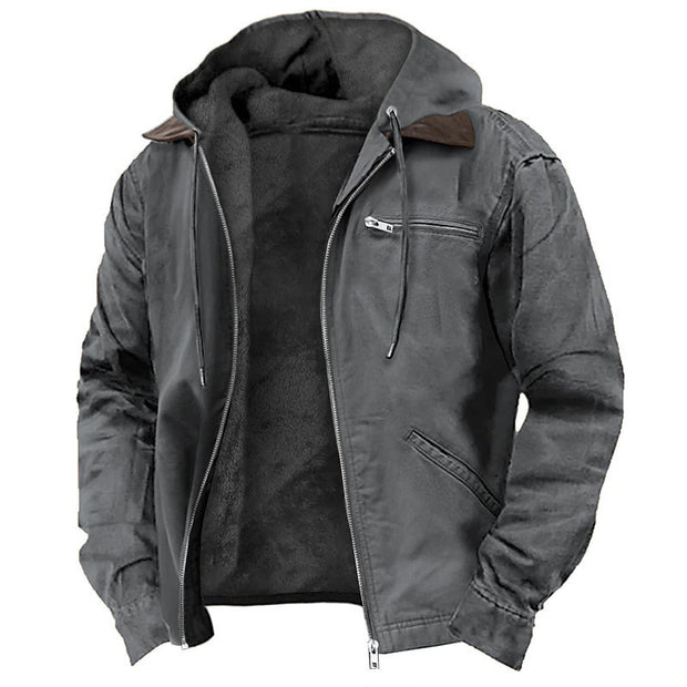 Men’s Hooded Winter Jacket – Warm Polyester Outerwear with Pockets (S–5XL, Multiple Colors)