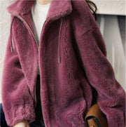 Plush Fleece Zip-Up Jacket – Soft Winter Coat for Women
