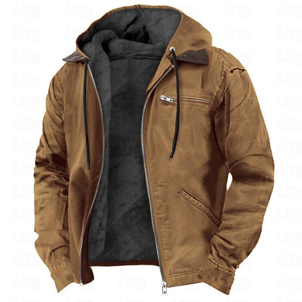 Men’s Hooded Winter Jacket – Warm Polyester Outerwear with Pockets (S–5XL, Multiple Colors)