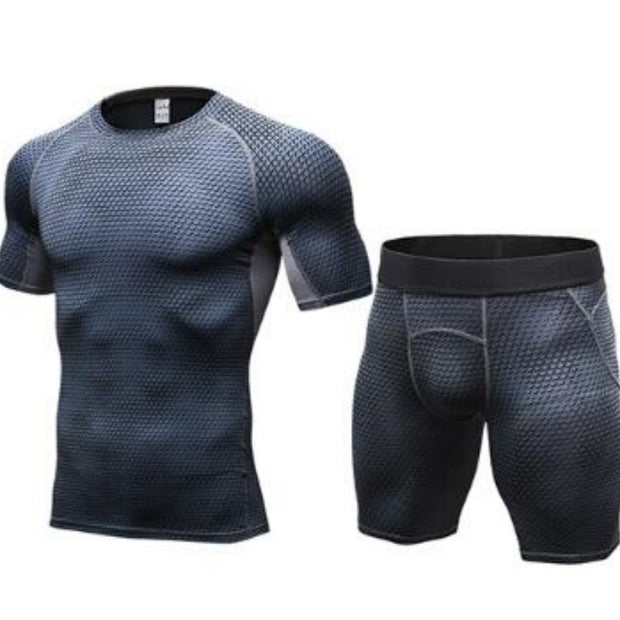 Men’s Compression Set – Quick-Dry Athletic Shirt & Shorts Gym Training Outfit