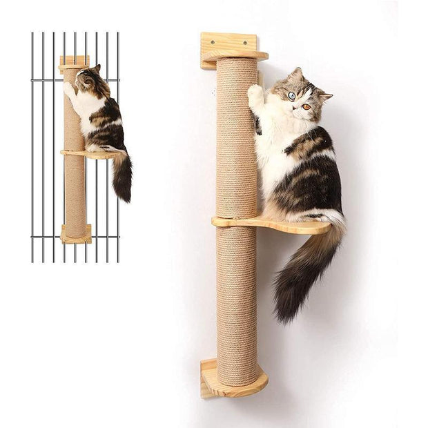Wall-Mounted Cat Tower — Rotatable Climbing & Scratching Post