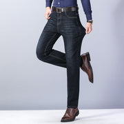 Men’s Straight-Leg Denim Jeans paired with men-s-leather-lace-up-dress-shoes-casual-business-oxford- for a stylish look.