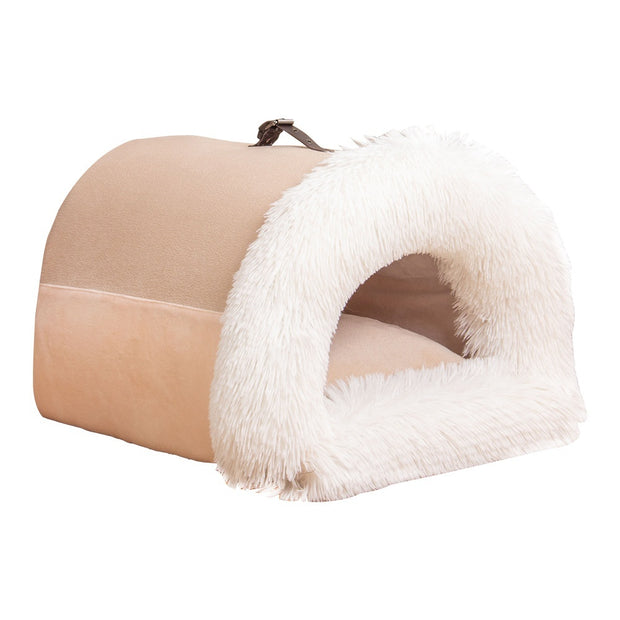 Fluffy Pet Cave Bed – Warm Plush Nest for Cats & Small Dogs