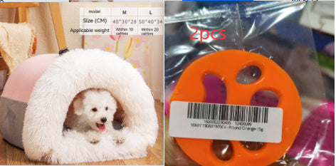 Fluffy Pet Cave Bed – Warm Plush Nest for Cats & Small Dogs