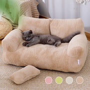 Luxury Plush Pet Sofa Bed – Soft Faux Fur Couch for Cats & Small Dogs | Washable, Non-Slip & Supportive Cushion