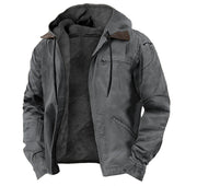 Men’s Hooded Winter Jacket – Warm Polyester Outerwear with Pockets (S–5XL, Multiple Colors)