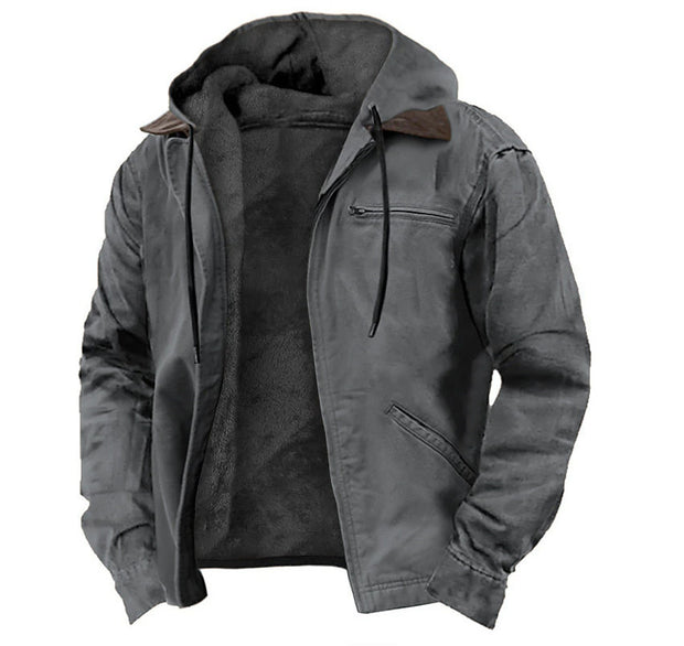 Men’s Hooded Winter Jacket – Warm Polyester Outerwear with Pockets (S–5XL, Multiple Colors)
