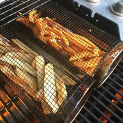 Rolling BBQ Grill Basket – Stainless Steel Rotating Barbecue Basket for Vegetables & Meat