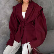 Women’s Belted Blazer Jacket – Slim Fit Long Sleeve Suit Top in Solid & Floral Prints