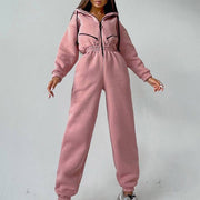 Women’s Zip-Up Jumpsuit – Long Sleeve Spandex Streetwear with Stand Collar (Multiple Colors)