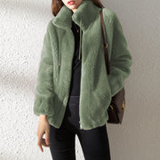 Plush Fleece Zip-Up Jacket – Soft Winter Coat for Women