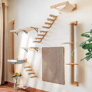 Wall-Mounted Cat Tower — Rotatable Climbing & Scratching Post