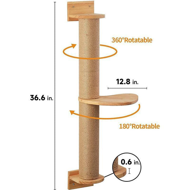 Wall-Mounted Cat Tower — Rotatable Climbing & Scratching Post