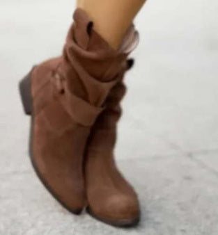 Women’s Suede Mid-Calf Fashion Boots – Comfortable Square Heel, Multiple Colors
