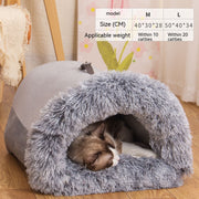 Fluffy Pet Cave Bed – Warm Plush Nest for Cats & Small Dogs