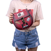 OH Fashion Crossbody Bag Saddle Handbag USA Nights, Red Wine